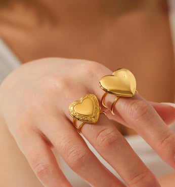 DIY Stainless Steel Heart Ring Womens Fashion