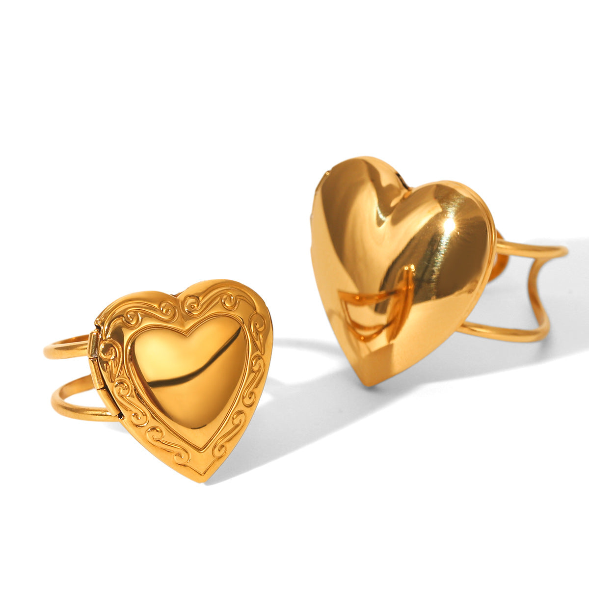 DIY Stainless Steel Heart Ring Womens Fashion