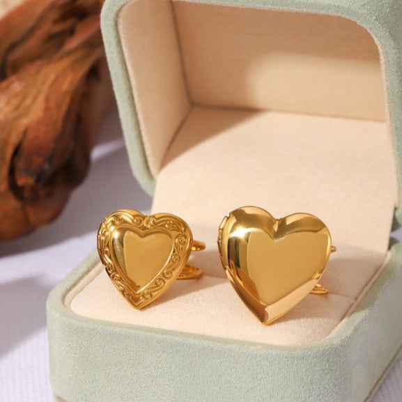 DIY Stainless Steel Heart Ring Womens Fashion