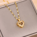 Love Necklace With Rhinestones Titanium Steel Pendant Fashion Jewelry