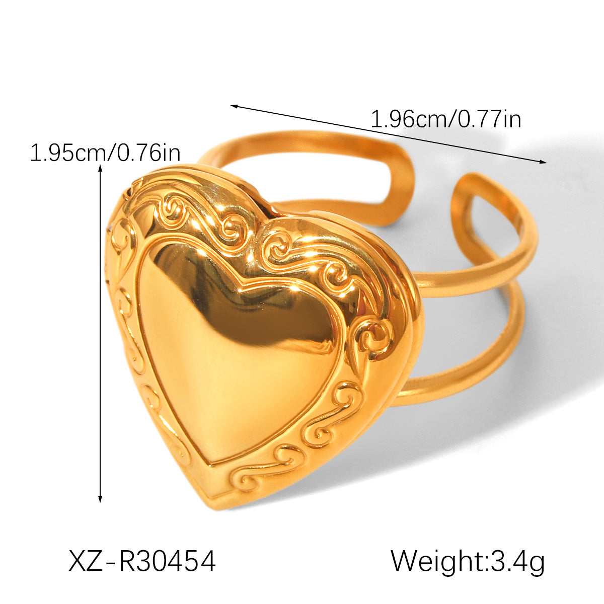 DIY Stainless Steel Heart Ring Womens Fashion