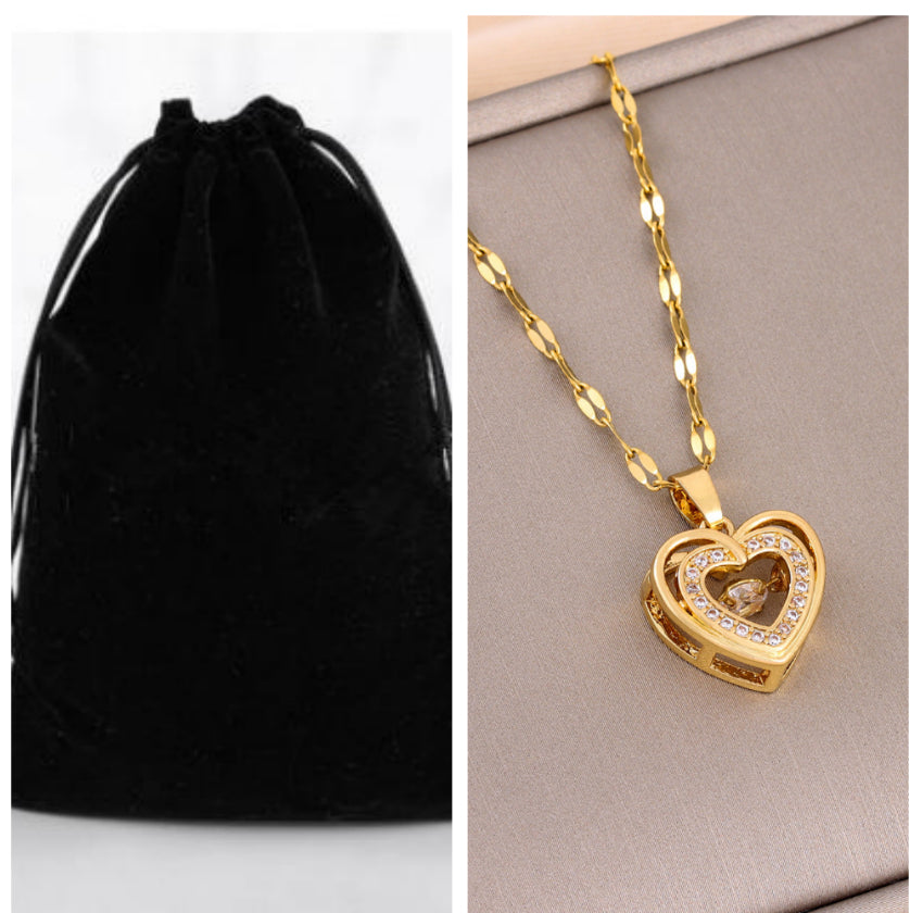 Love Necklace With Rhinestones Titanium Steel Pendant Fashion Jewelry
